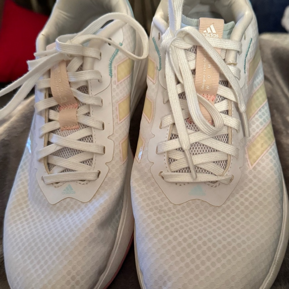 Adidas White Sneakers with Pastel Accents